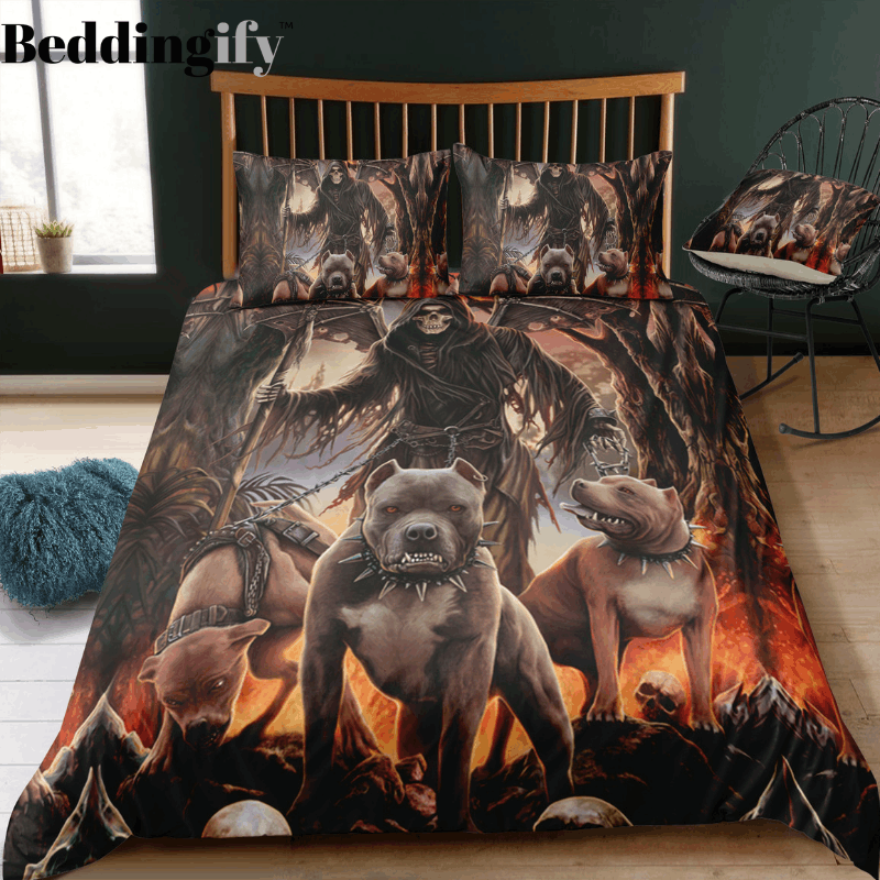 Pitbull Skull Bedding Set