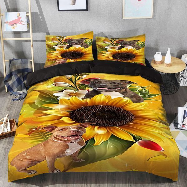 Pitbull Sunflower Bedding Set
