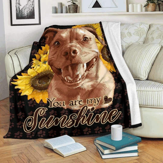 Pitbull Sunflower Sherpa Fleece Blanket