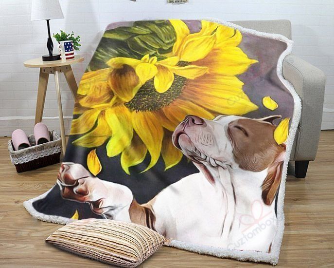 Pitbull Sunflower Fleece Blanket