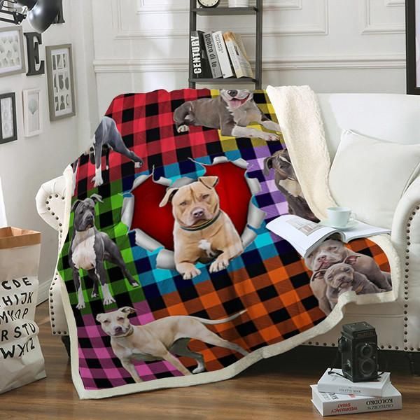 Pitbull Terrier Dog Sherpa Fleece Blanket