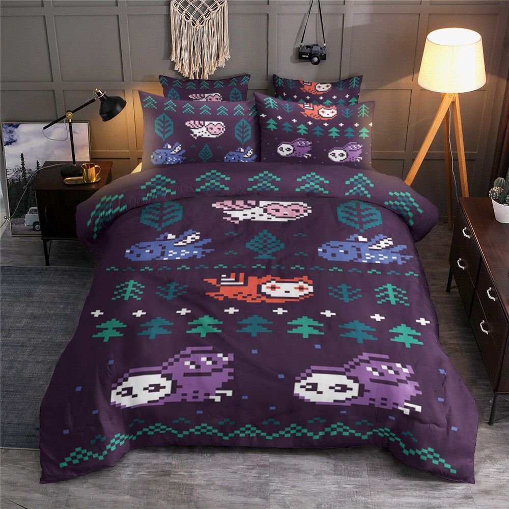 Pixel Owl And Tree Bedding Set