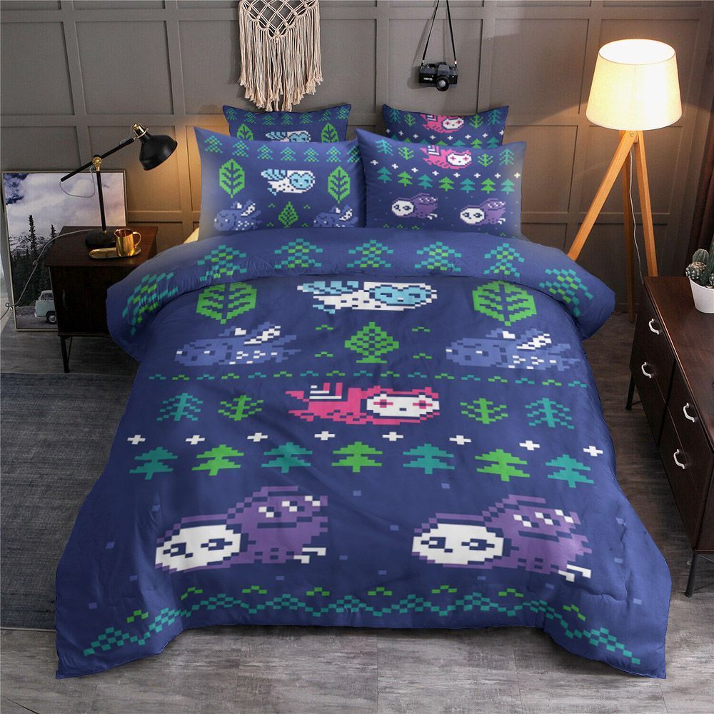 Pixel Owl And Tree Bedding Set
