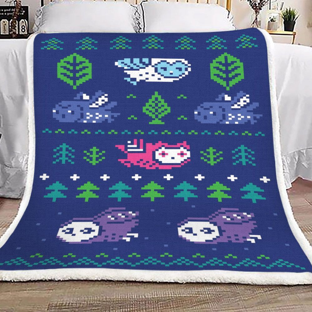 Pixel Owl And Tree Sherpa Fleece Blanket