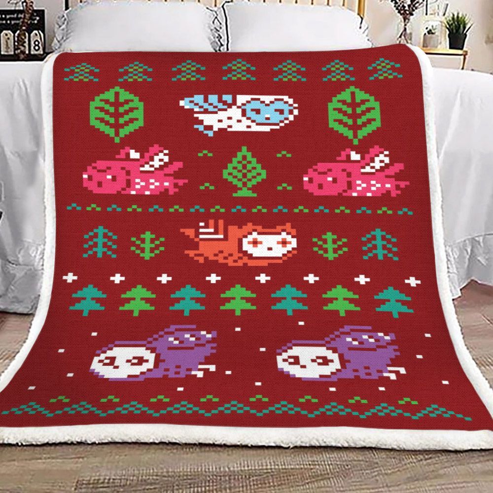 Pixel Owl And Tree Sherpa Fleece Blanket
