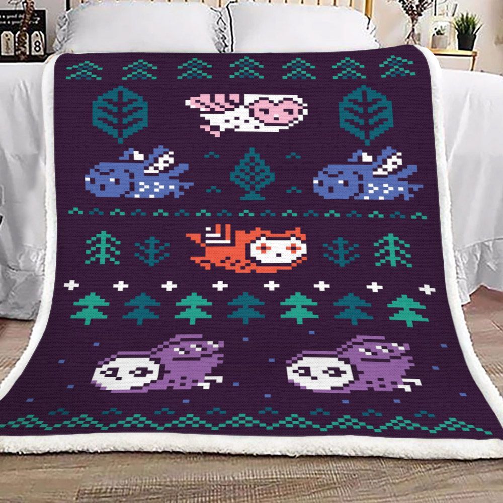 Pixel Owl And Tree Sherpa Fleece Blanket