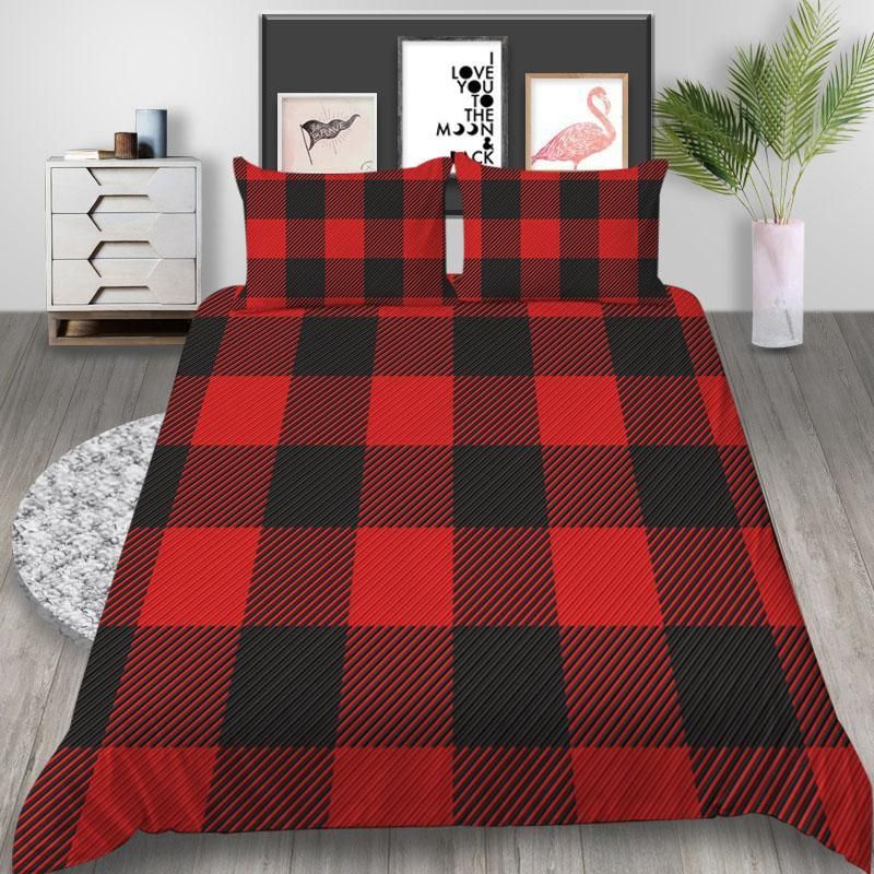Plaid Black And Green Bedding Set