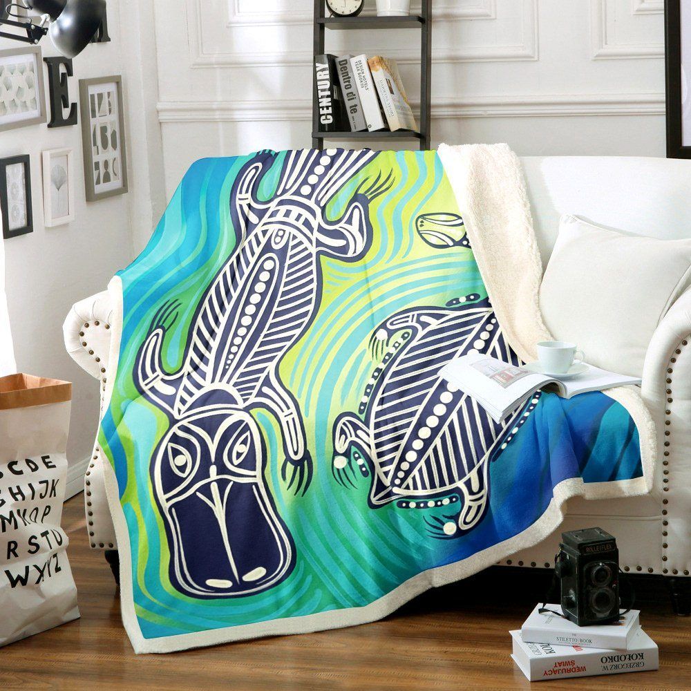 Platypus And Turtle Sherpa Fleece Blanket