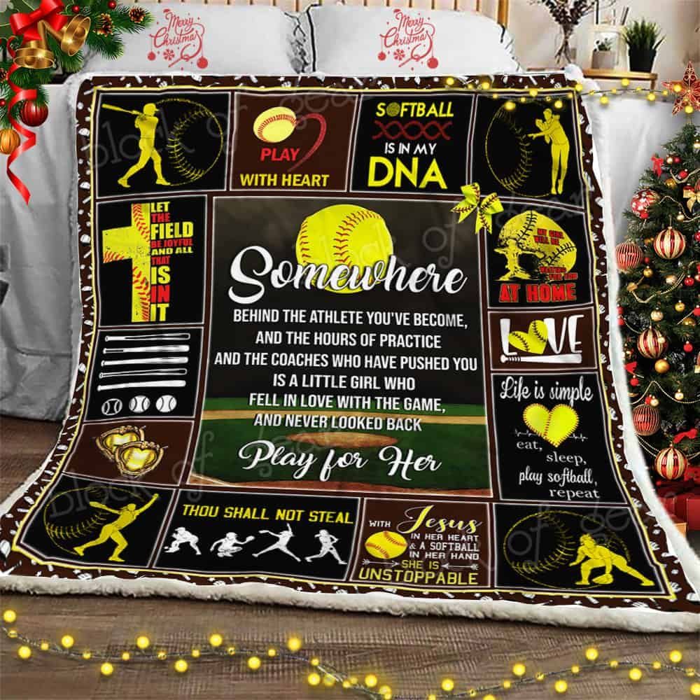 Play For Her Softball Fleece Blanket