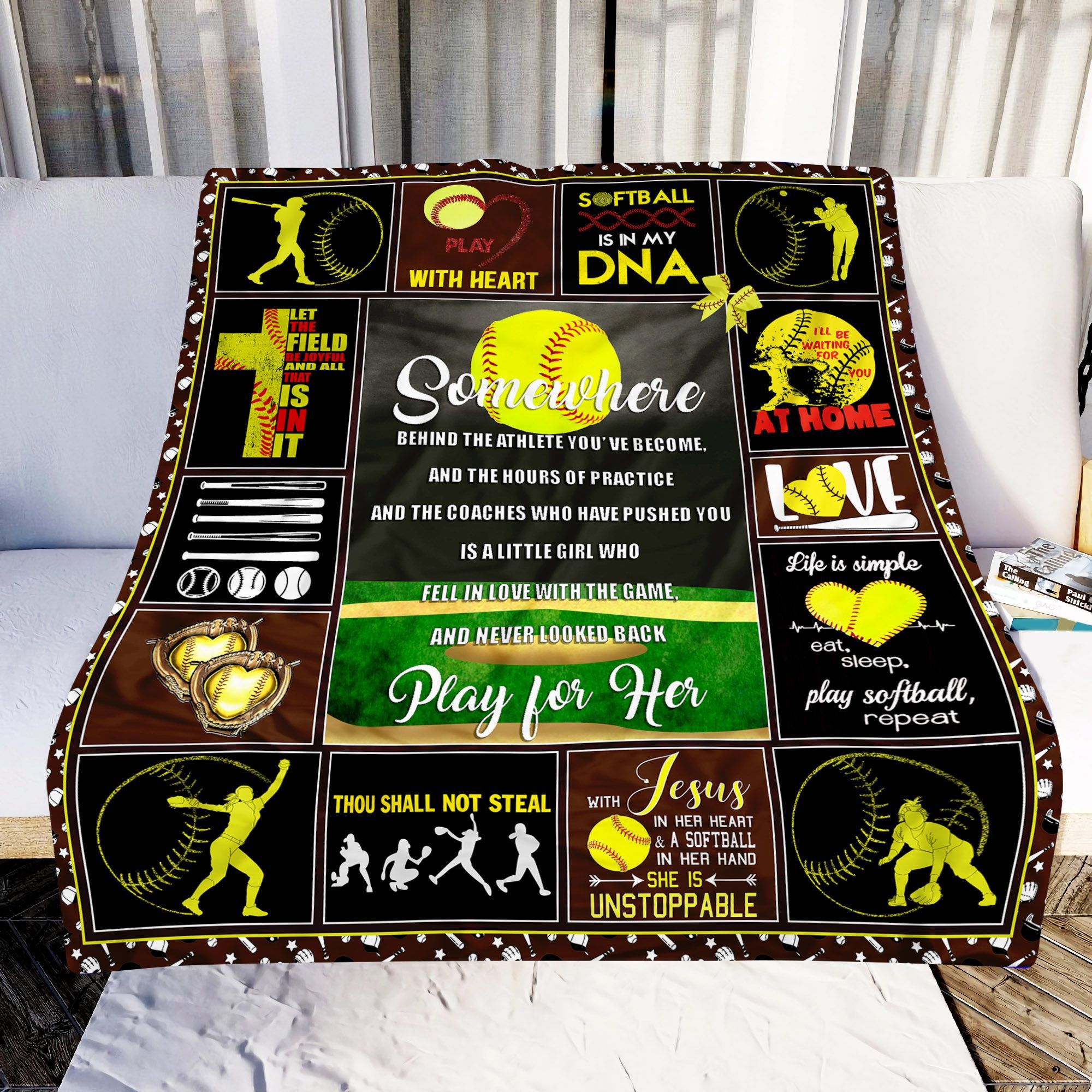 Play For Her Softball Sherpa Fleece Blanket