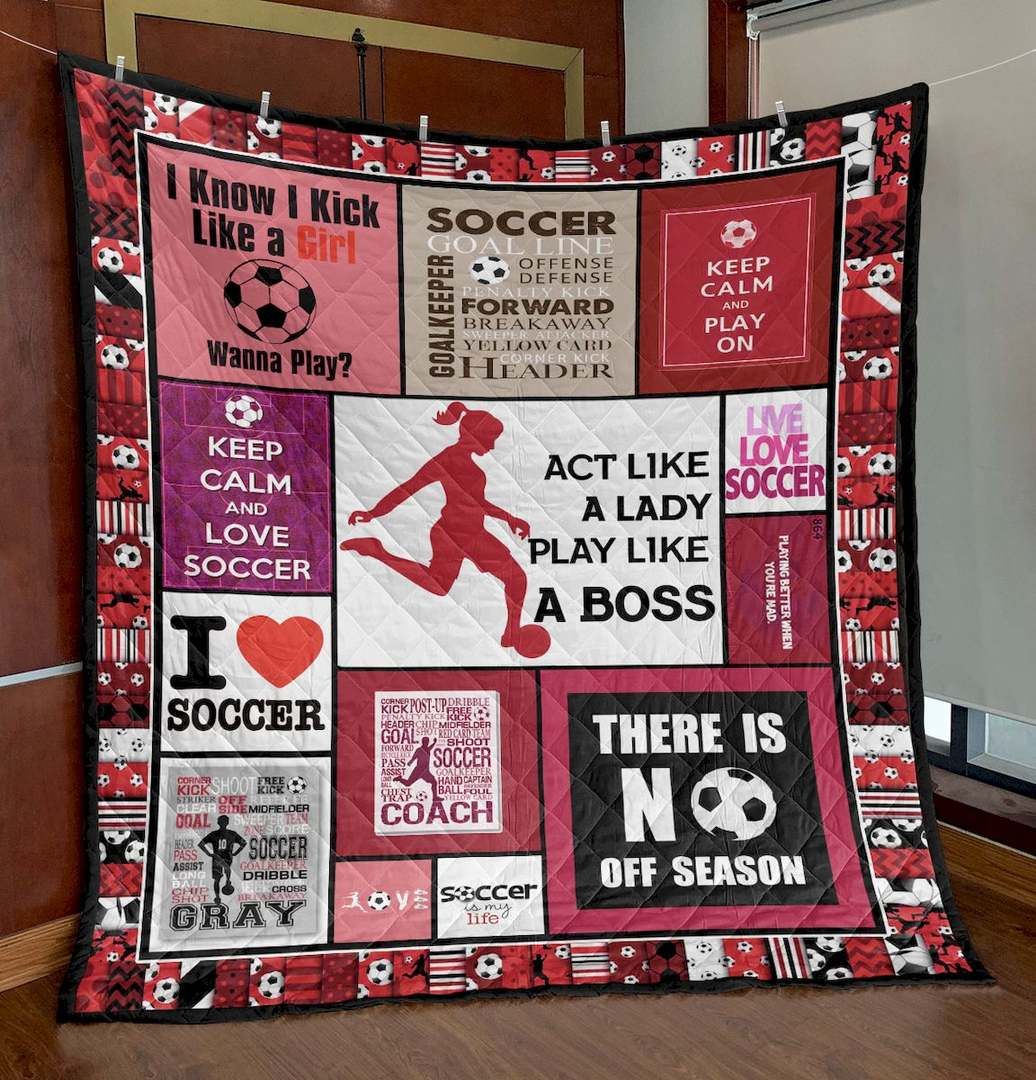 Play Like A Boss Soccer Red VB290570 Quilt Blanket