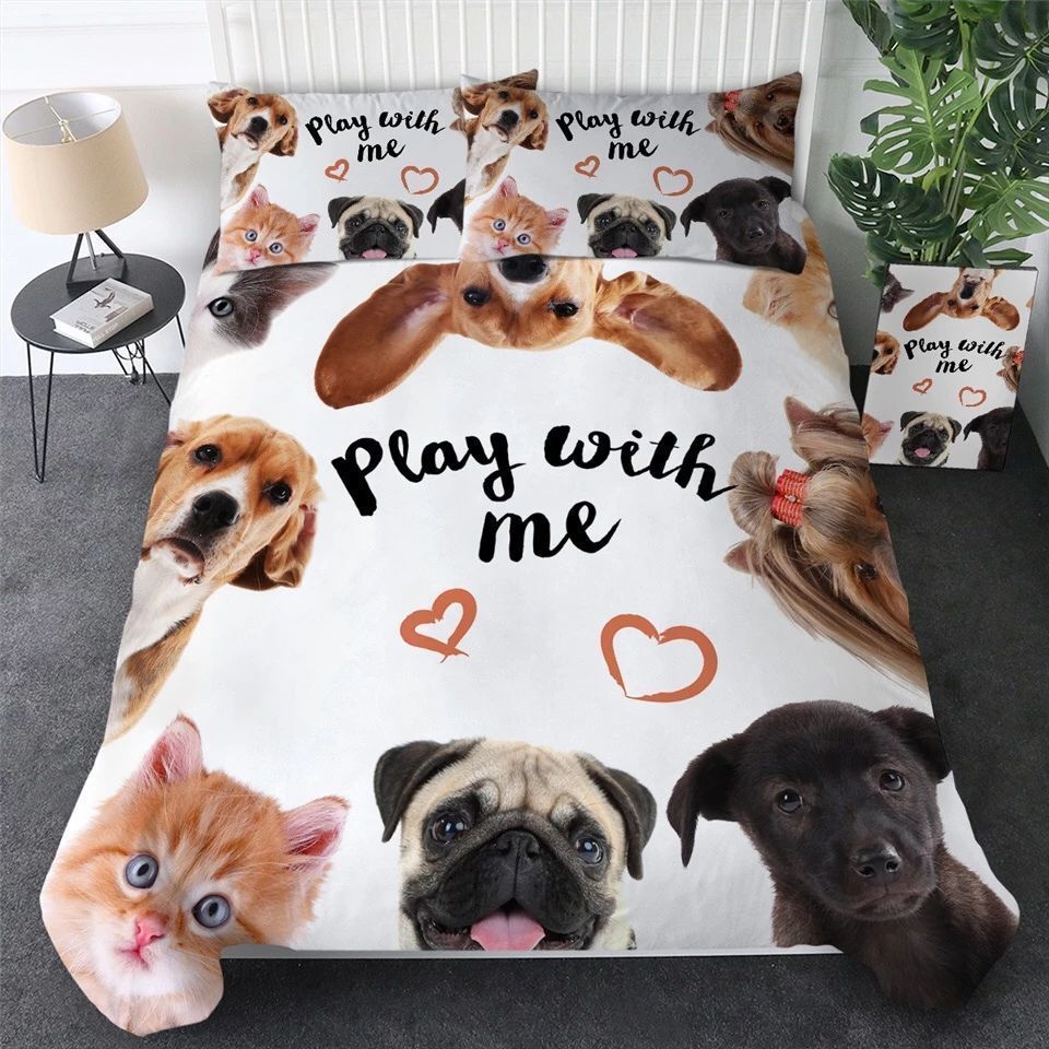 Play With Me Cat And Dogs Bedding Set