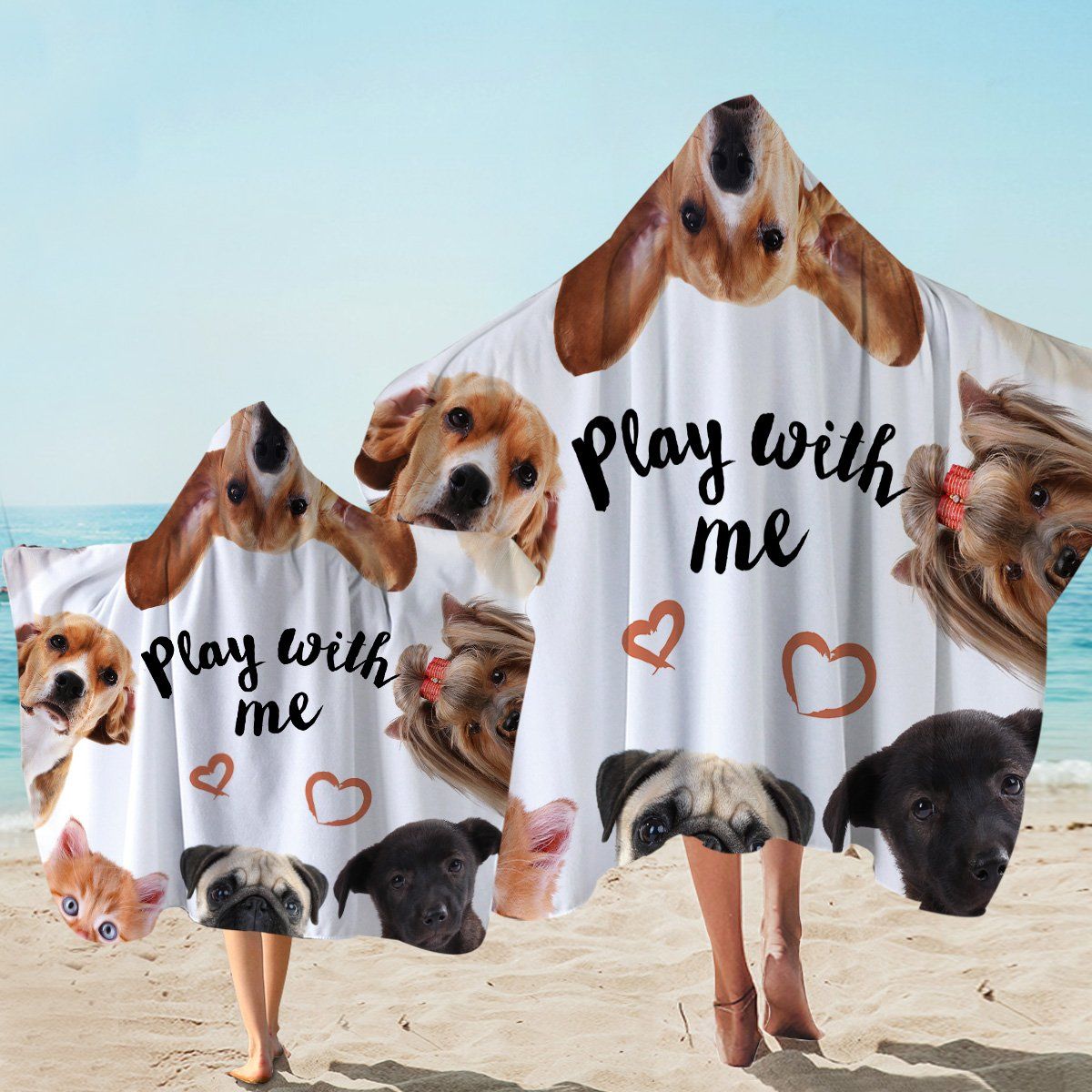 Play With Me Doggo Printed Hooded Towel