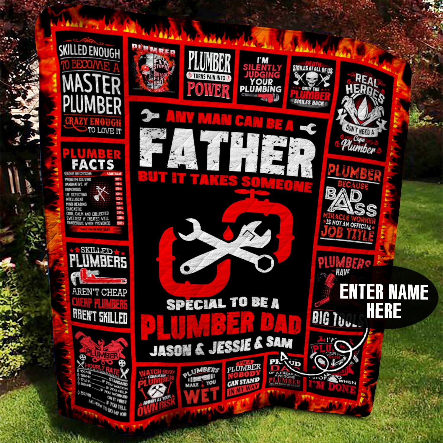 Plumber Dad Personalized Quilt Blanket BBB080626SM
