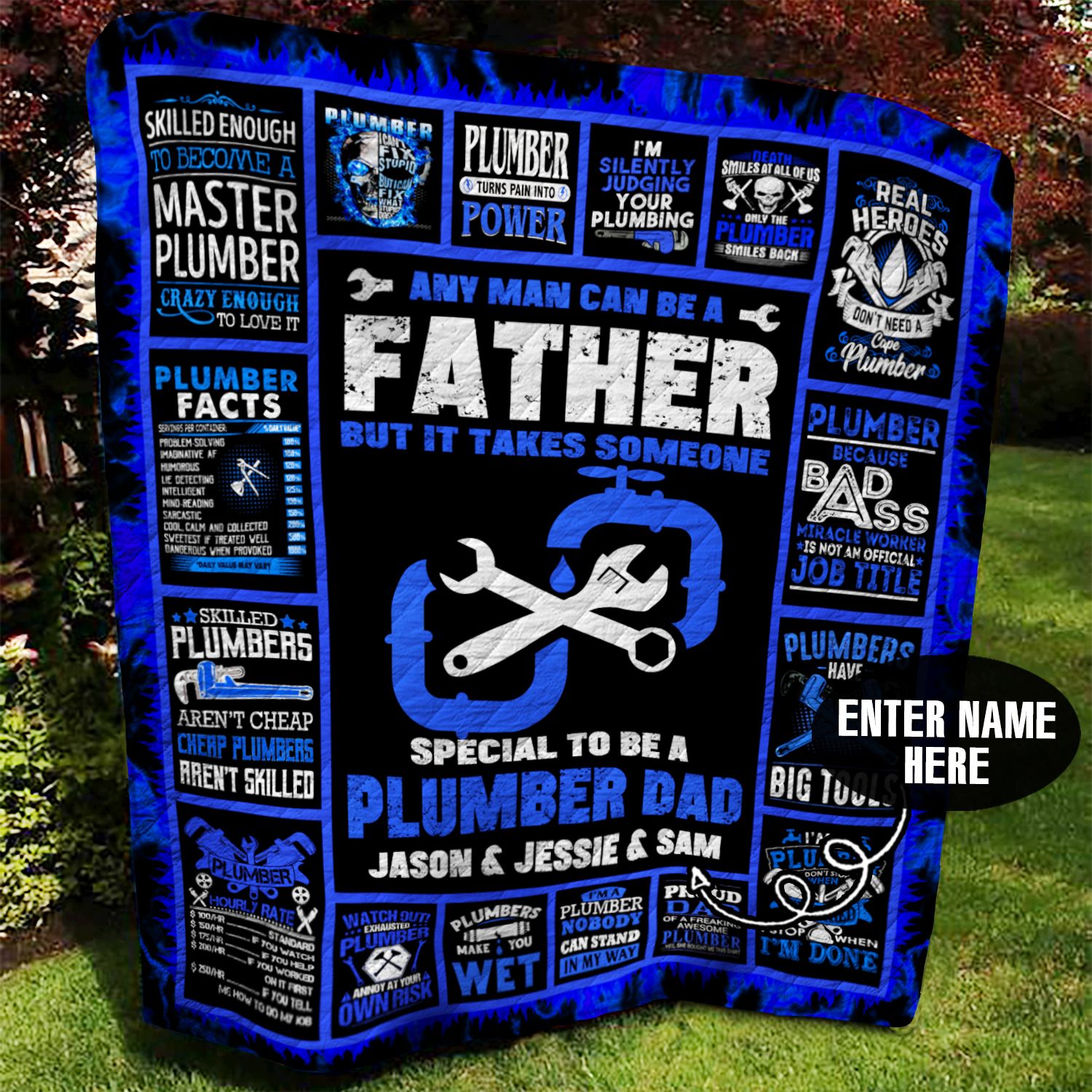 Plumber Dad Personalized Quilt Blanket BBB080627SM