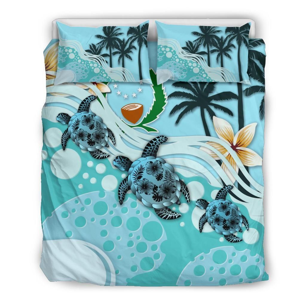 Pohnpei Blue Turtle Hibiscus Bedding Set