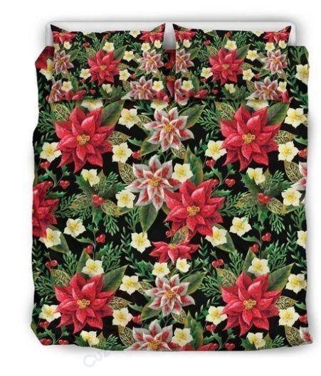 Poinsettia Pattern Printed Bedding Set