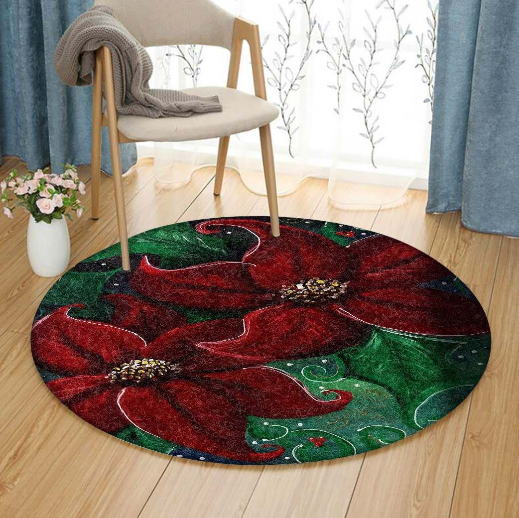 Poinsettia Round Carpet