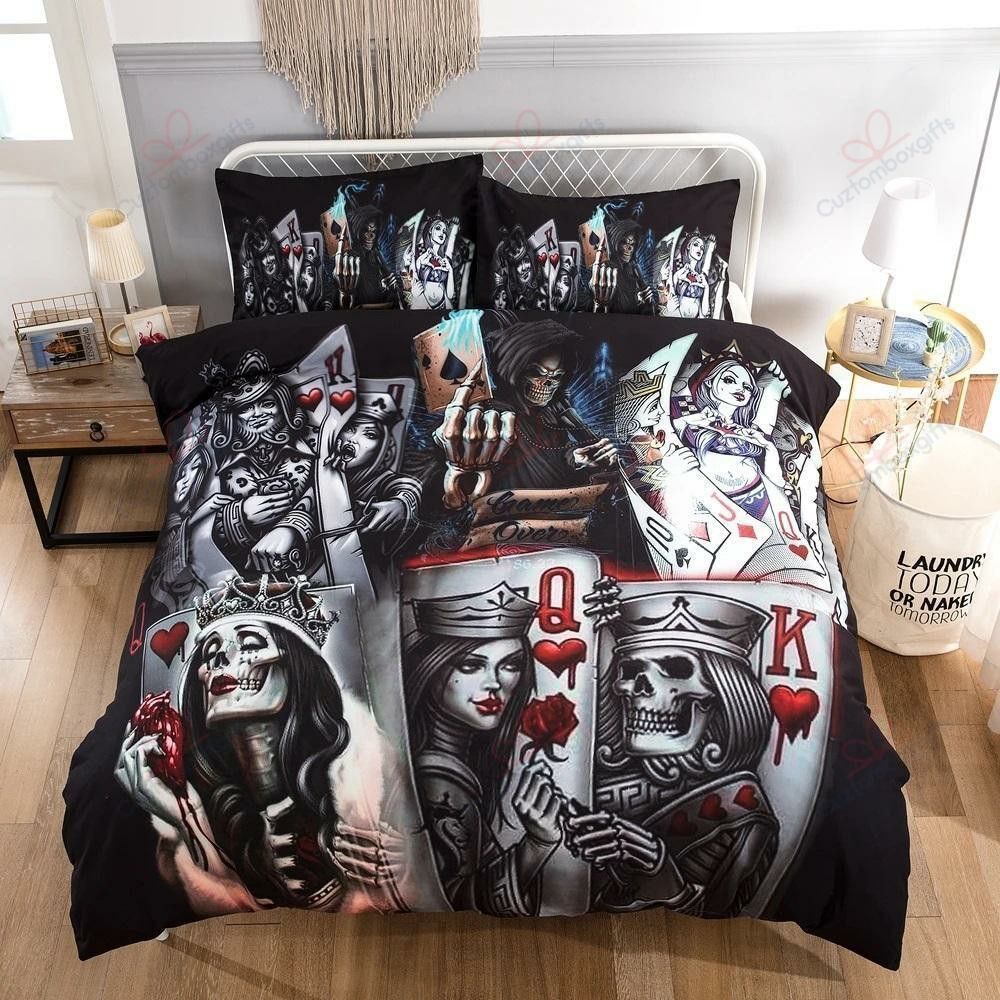 Poker And Skulls Bedding Set