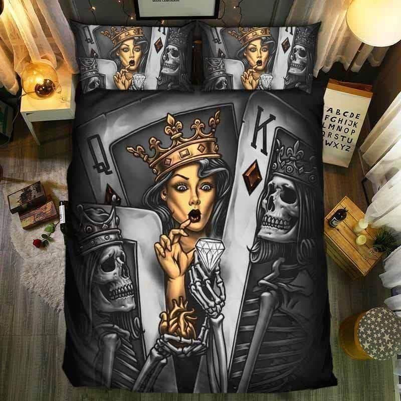 Poker Skull Queen Bedding Set
