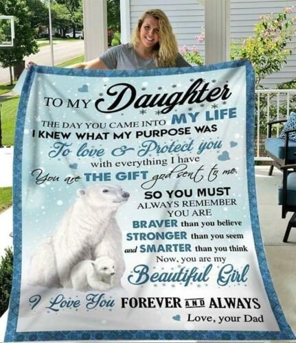 Polar Bear Dad To My Daughter I Love You Forever Sherpa Fleece Blanket