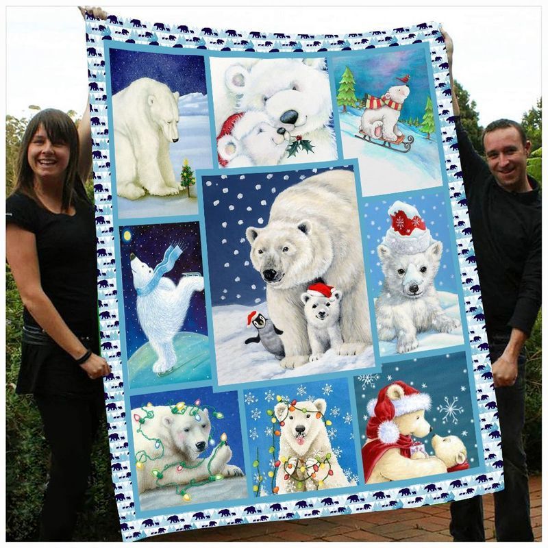 Polar Bear Family Christmas Sherpa Fleece Blanket