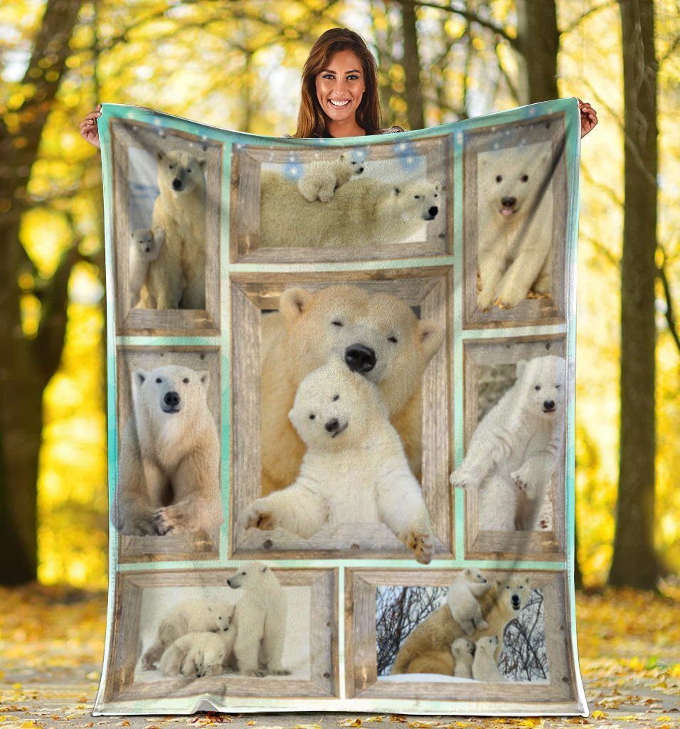 Polar Bear Family Polar Bears Arctic Animal Sherpa Fleece Blanket