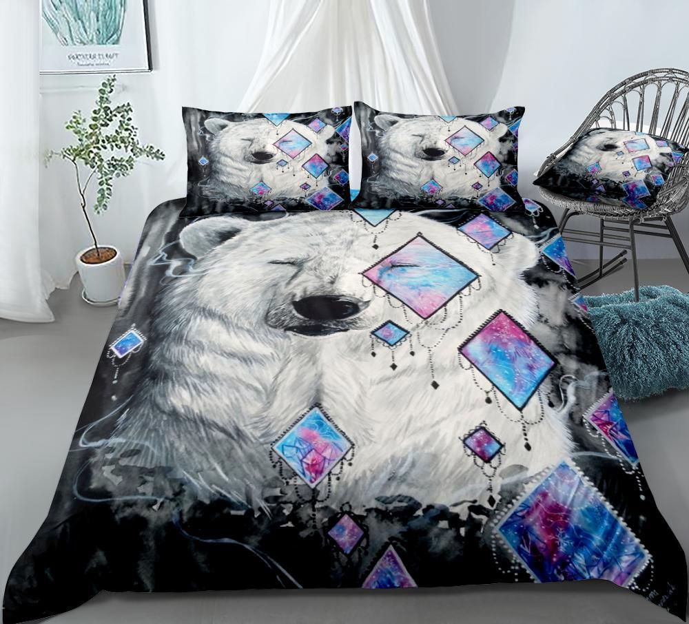Polar Bear Geometric Design Bedding Set