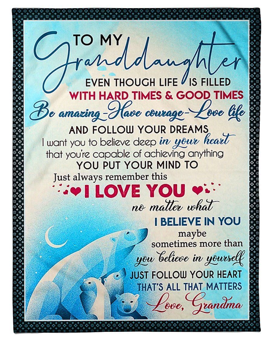 Polar Bears Just Follow Your Heart Grandma To Granddaughter Fleece Blanket Fleece Blanket