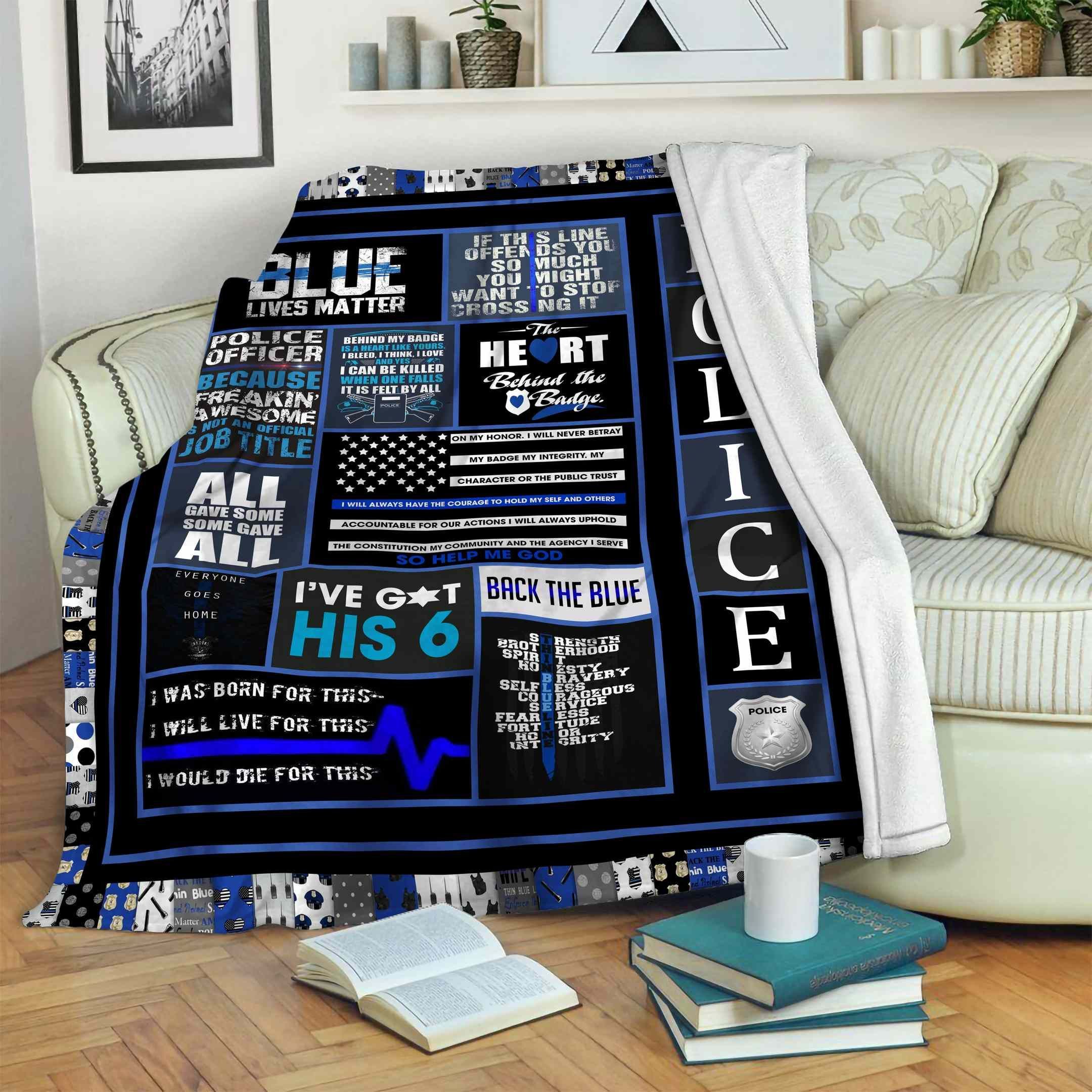 Police Back The Blue Sherpa Fleece Blanket