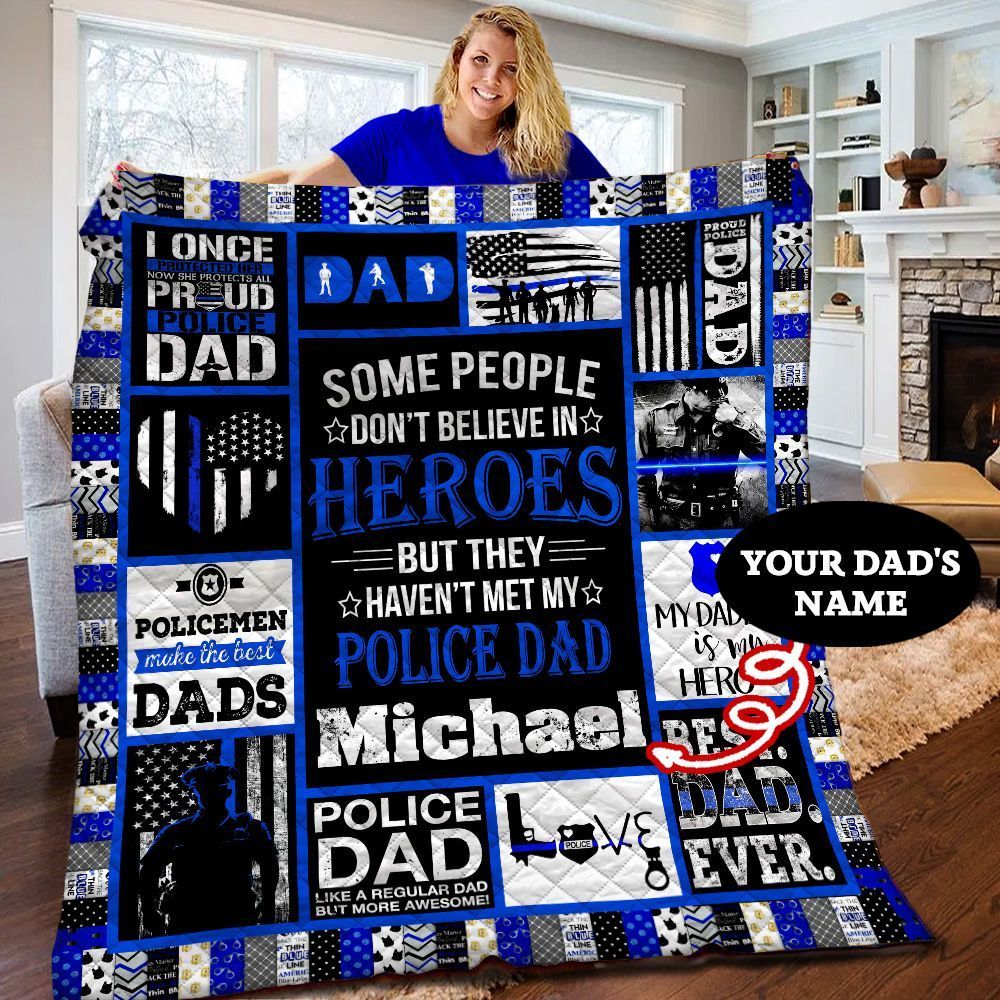 Police Dad Personalized Quilt Blanket BBB090509NB