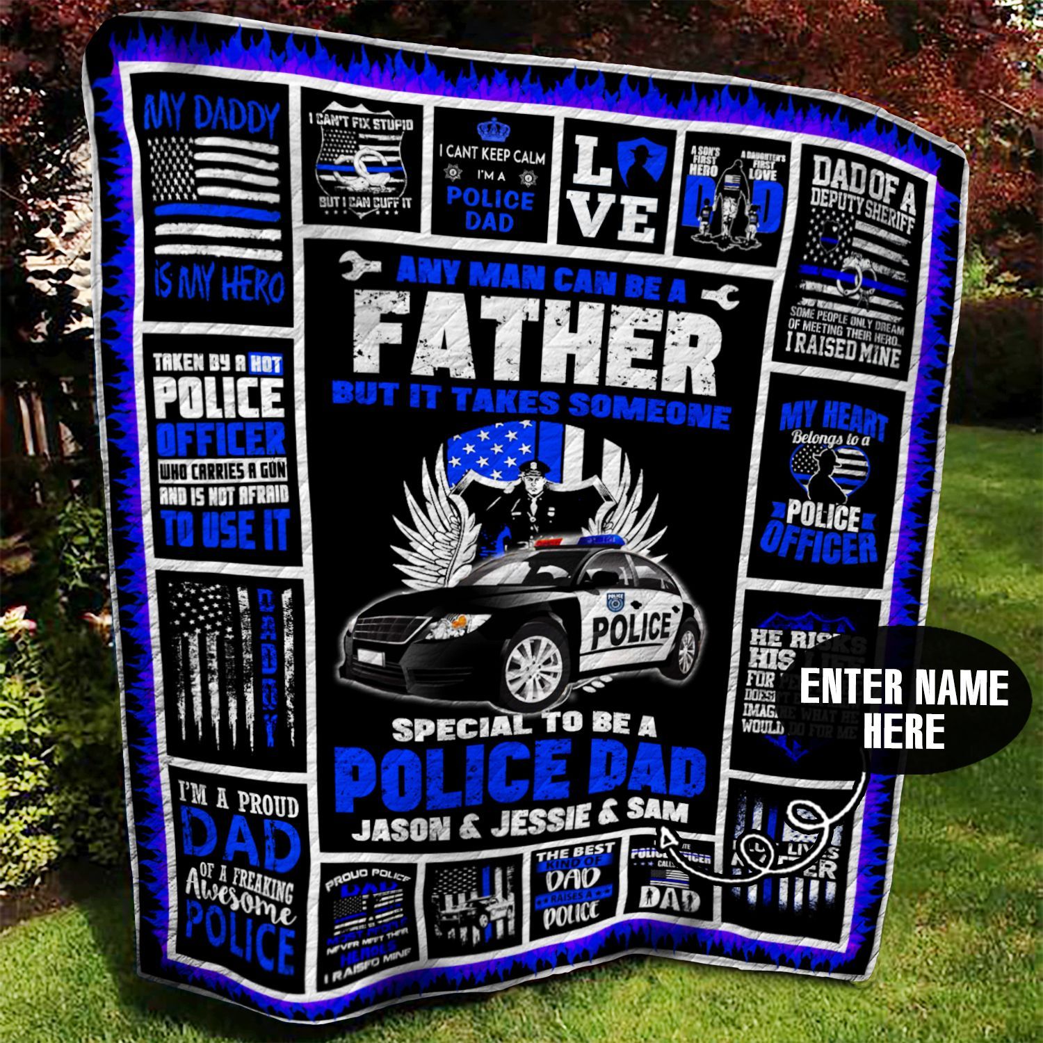 Police Dad Personalized Quilt Blanket BBB090612SM