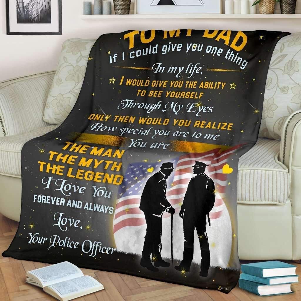Police Dad The Man The Myth The Legend Sherpa Fleece Blanket