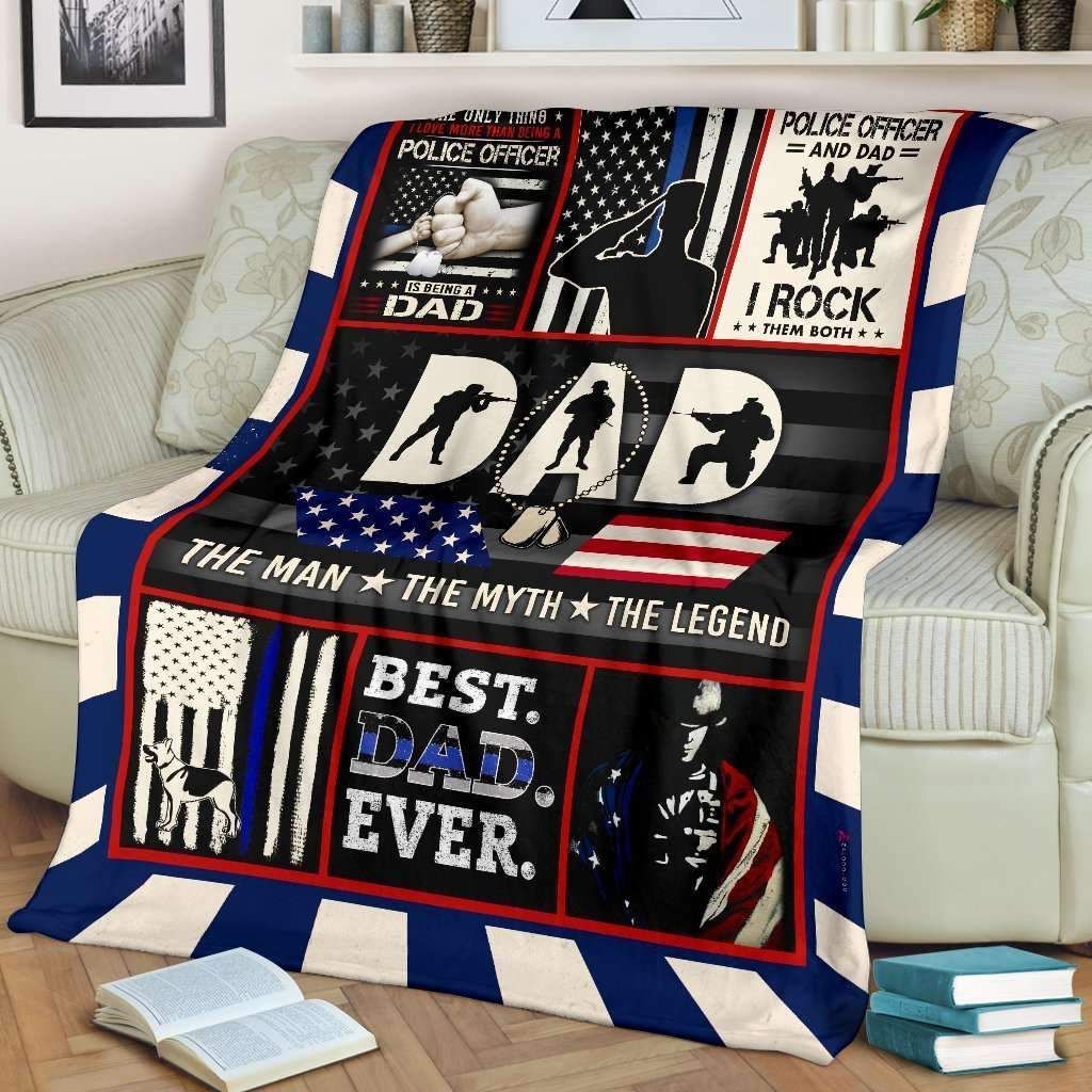Police Dad The Man The Myth The Legend Sherpa Fleece Blanket