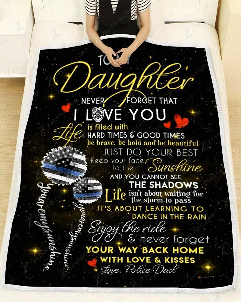 Police Daughter Dad You Are My Sunshine Sherpa Fleece Blanket