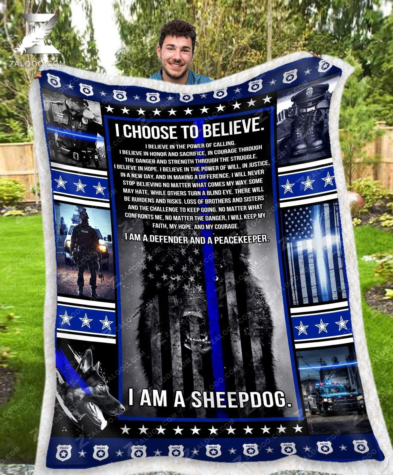 Police Dog I Am A Sheepdog Sherpa Fleece Blanket