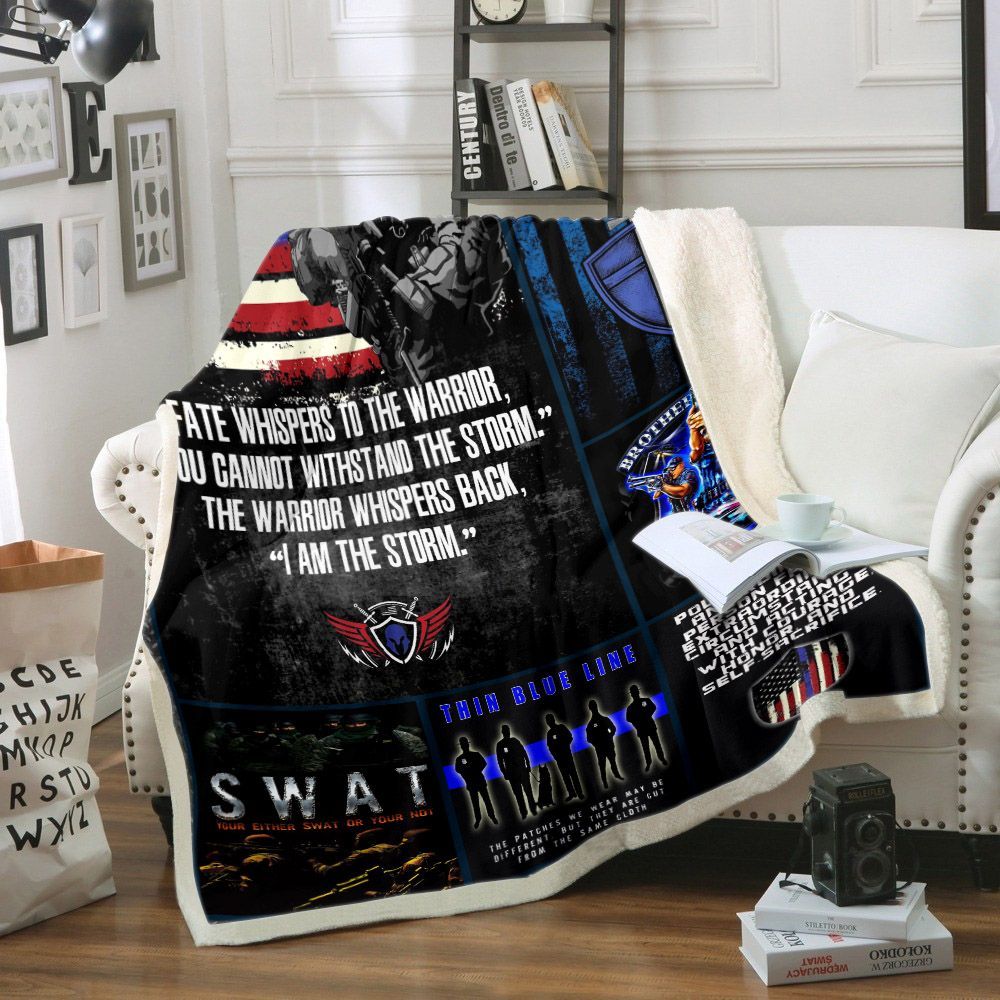 Police I Am The Storm Sherpa Fleece Blanket