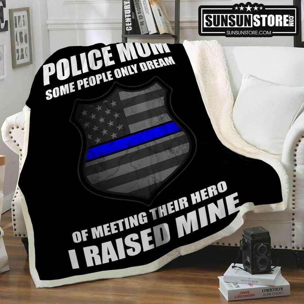 Police Mom Black Sherpa Fleece Blanket