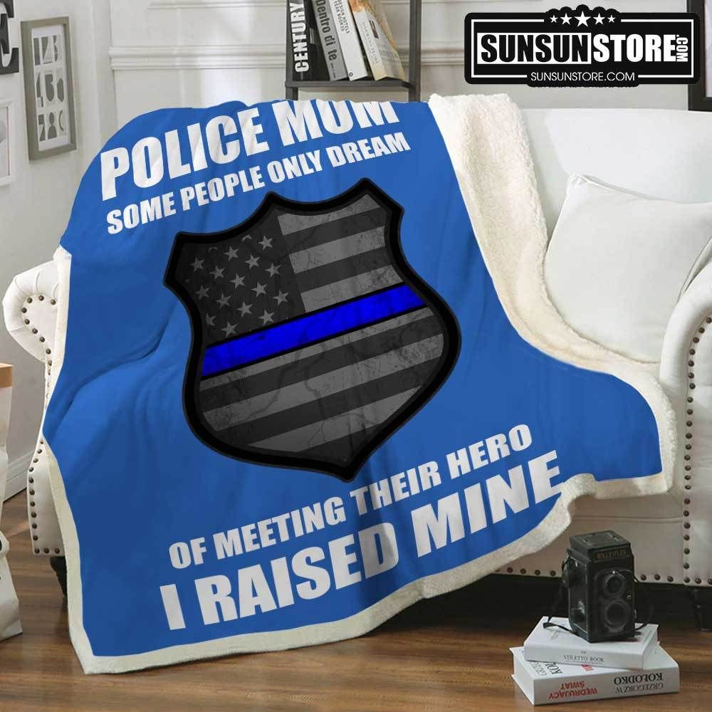 Police Mom Blue Sherpa Fleece Blanket