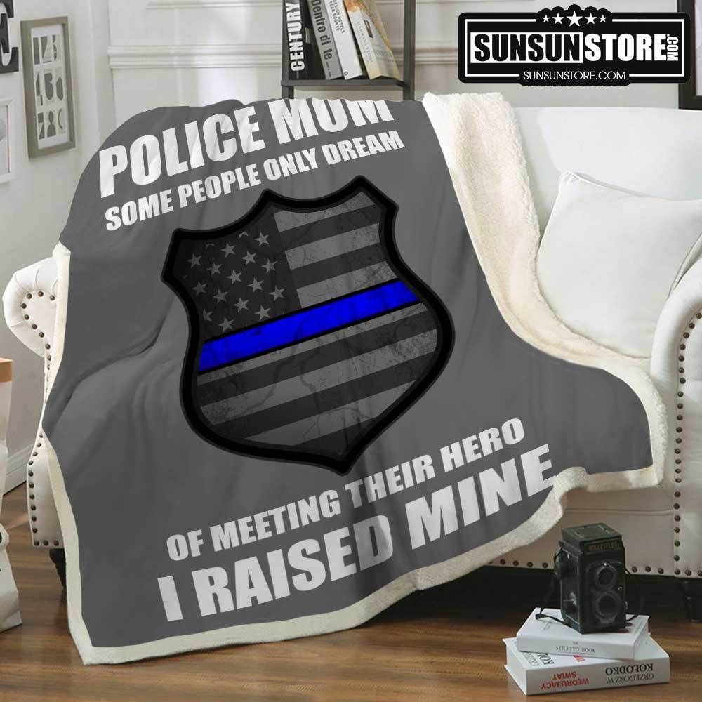 Police Mom Grey Sherpa Fleece Blanket