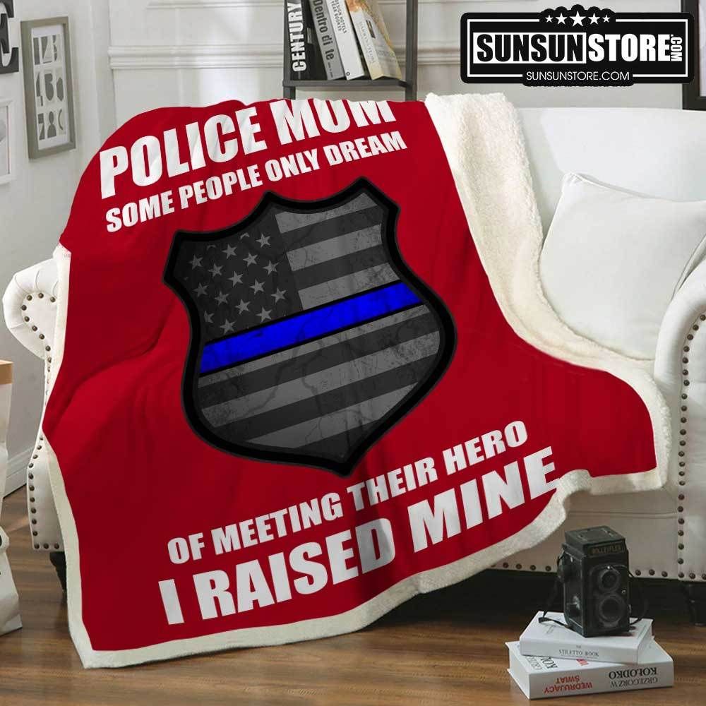 Police Mom Red Sherpa Fleece Blanket