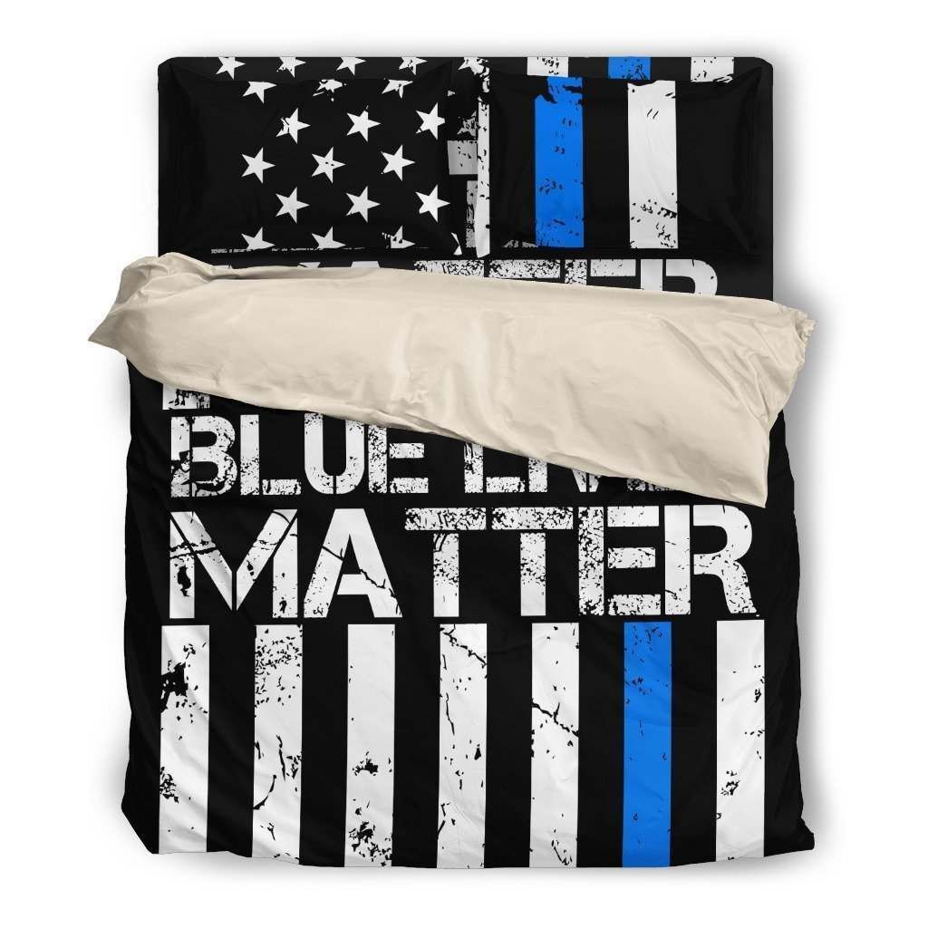 Police Officer Blue Lives Matter Premium Duvet Bedding Set