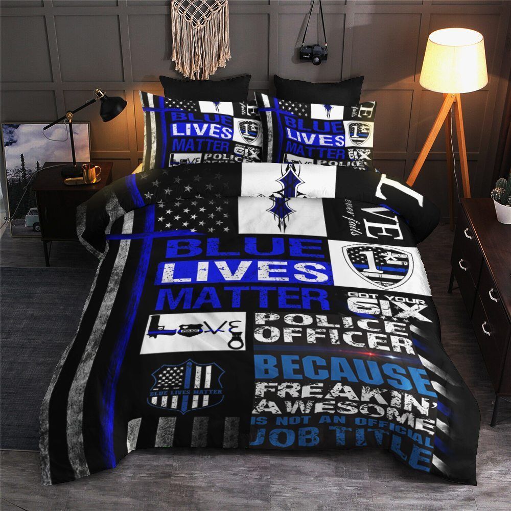 Police Officer Cotton Bed Sheets Spread Comforter Bedding Set