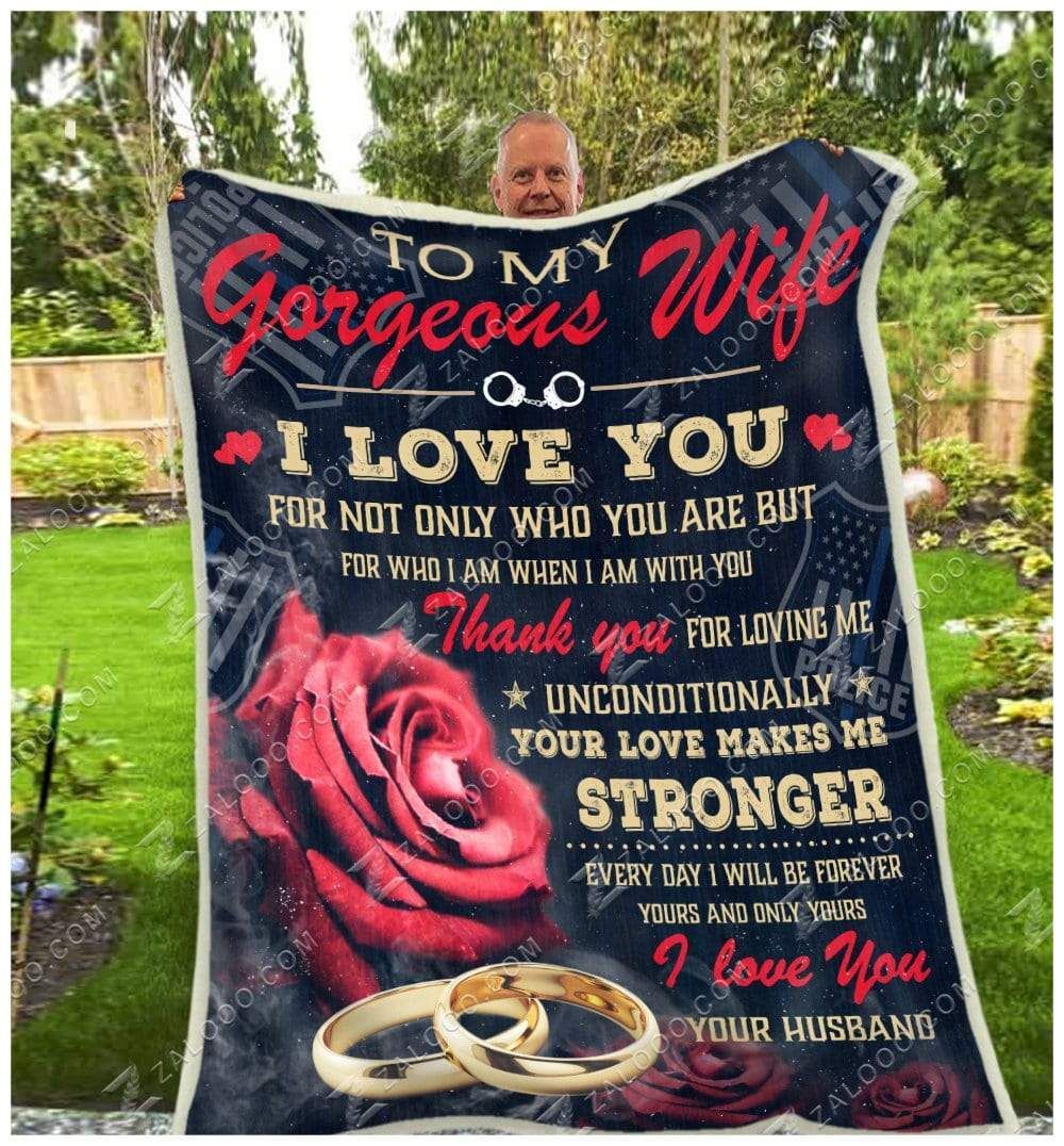 Police Rose To My Wife I Love You Sherpa Fleece Blanket