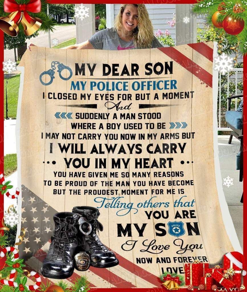 Police Son Mom I Sherpa Fleece Blanket