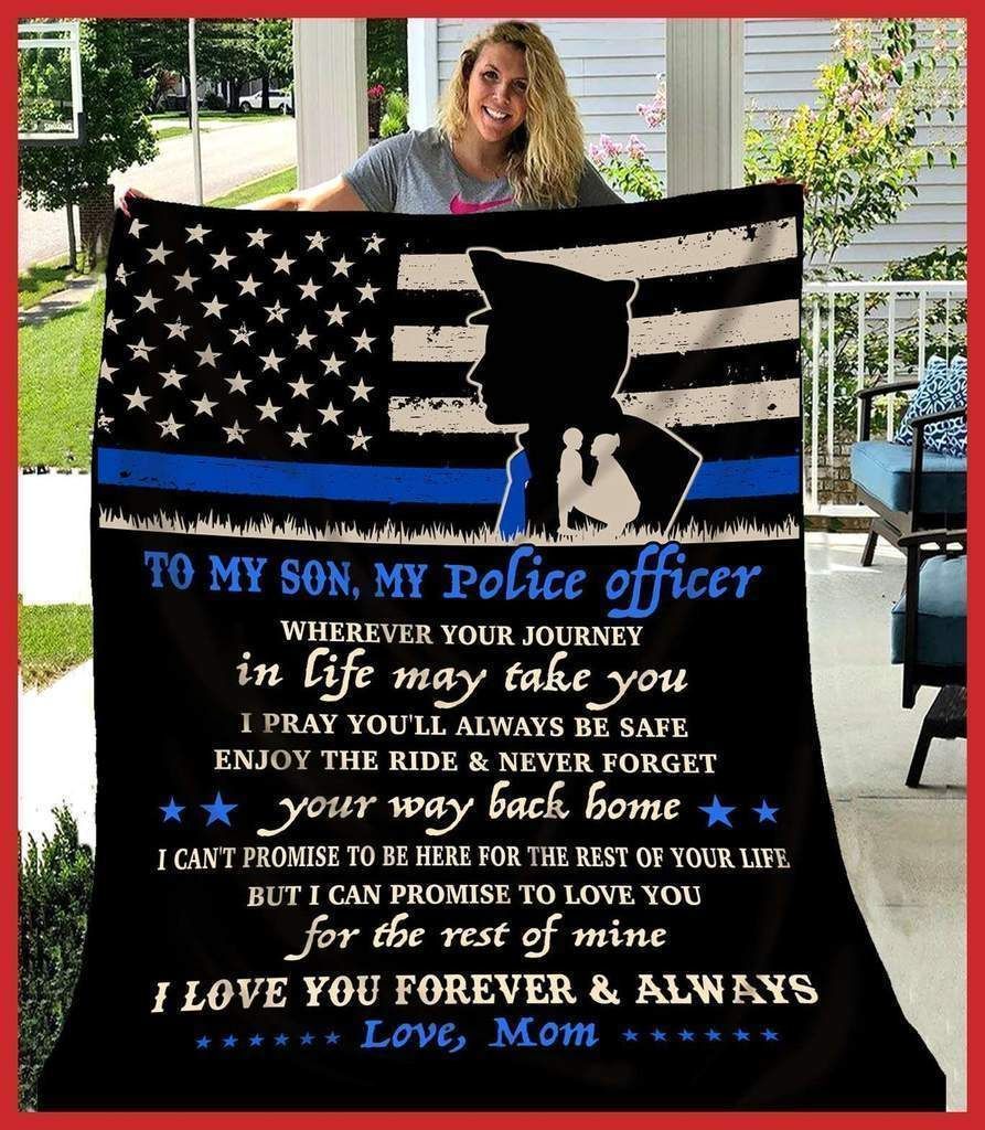 Police Son Wherever Your Journey In Life May Take You Sherpa Fleece Blanket