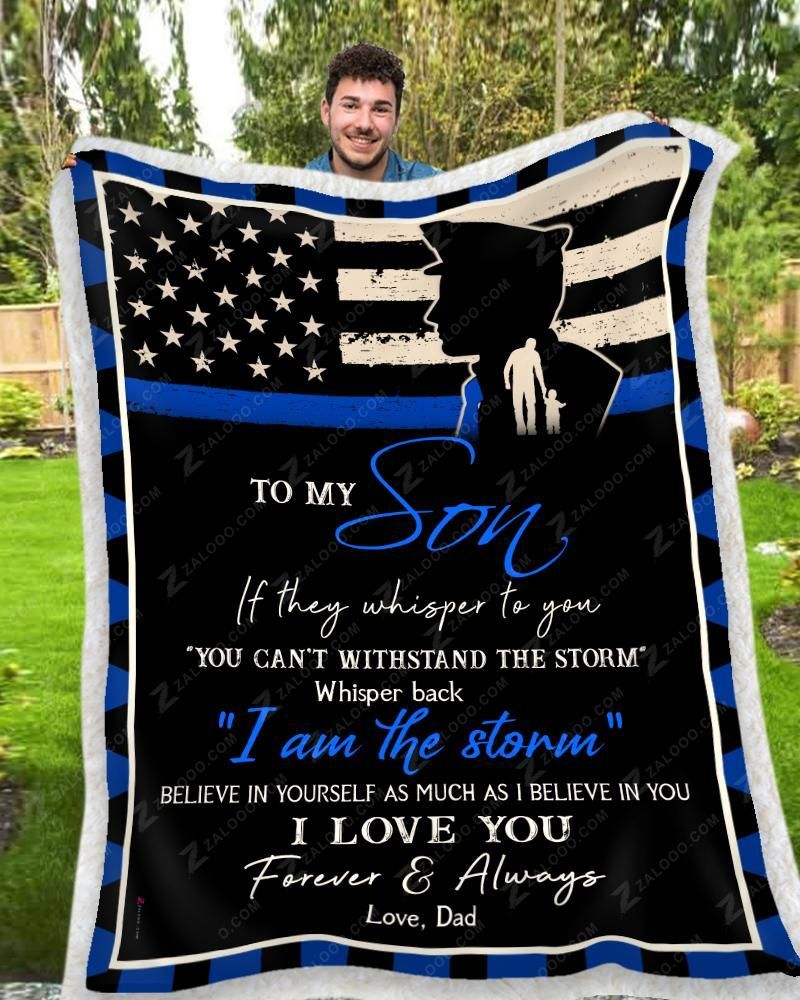 Police To My Son I Love You Dad Sherpa Fleece Blanket
