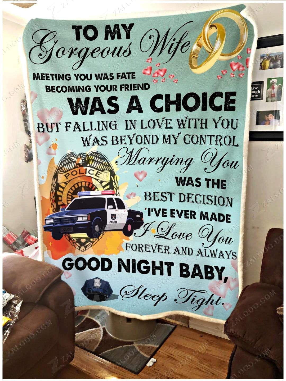 Police To My Wife Sherpa Fleece Blanket