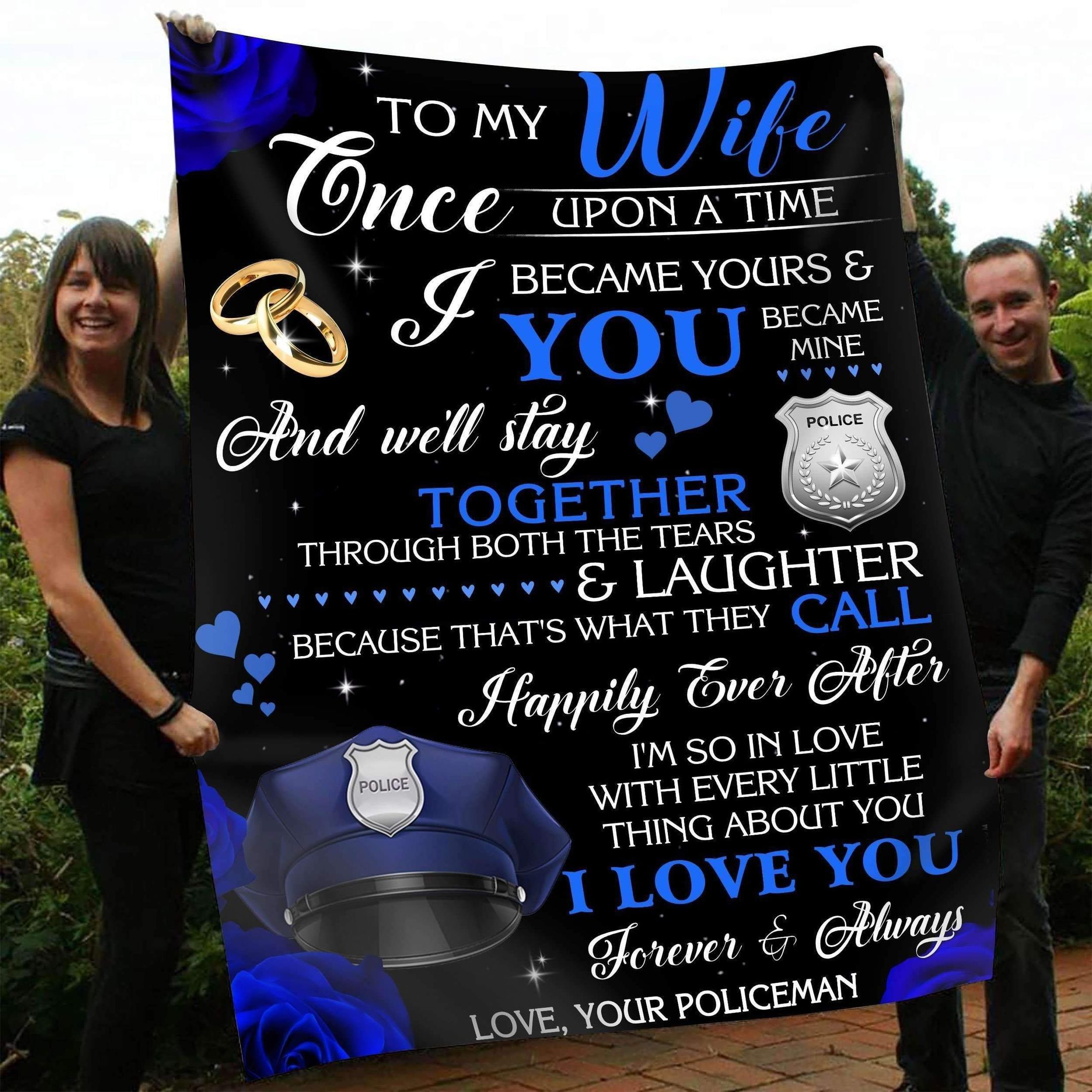 Police To My Wife Happily Ever After Sherpa Fleece Blanket