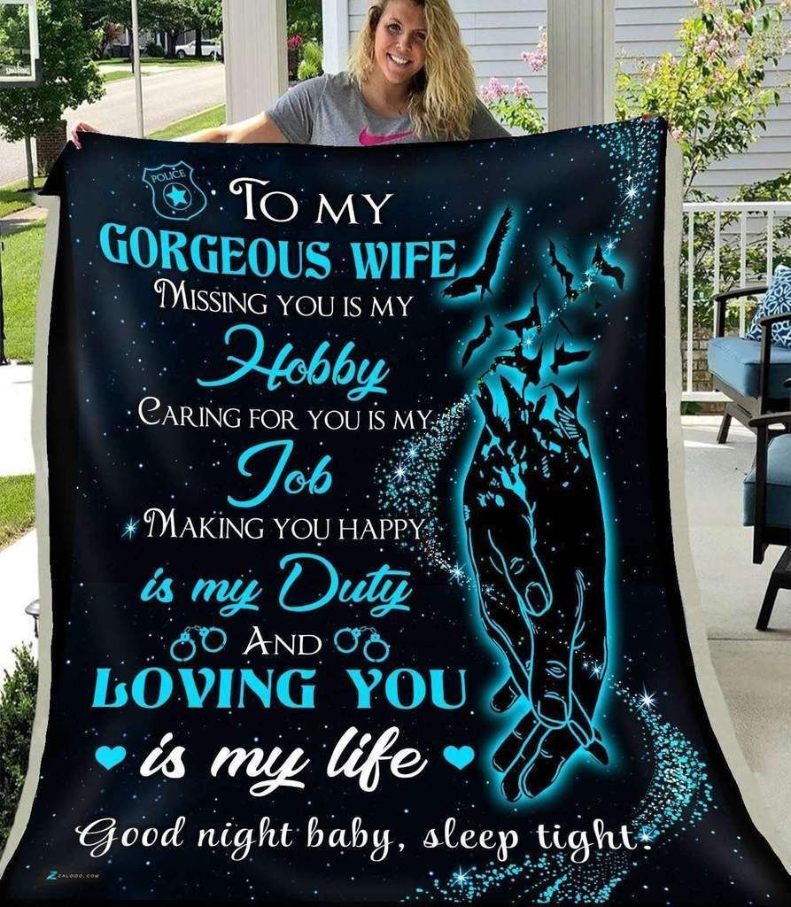 Police To My Wife Loving You Is My Life Sherpa Fleece Blanket